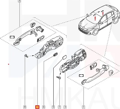Ukselingi alusraam, tagauks parem OEM Renault Megane III - REN  806060041R - OE - 100% Genuine Part