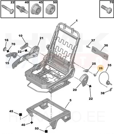 Istme seljatoe reguleerimise käepideme kork OEM Citroen Jumpy 07- - PSA  8899KR - OE - 100% Genuine Part