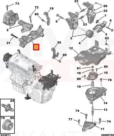 Mootori kinnituskronstein parem OEM Citroen/Peugeot - PSA  1839H0 - OE - 100% Genuine Part