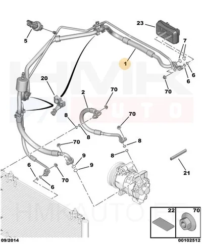 A/C torude komplekt OEM Citroen/Peugeot - PSA  9831991080 - OE - 100% Genuine Part