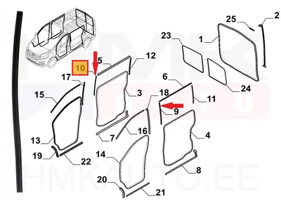 Liugukse ava tihend eesmine (liimitav) OEM Renault Trafic III 2014- - REN  768609843R - OE - 100% Genuine Part