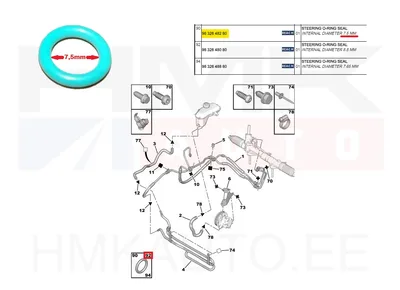 Roolivõimendi toru tihend OEM Citroen/Peugeot 7,5mm - PSA  9832648280 - OE - 100% Genuine Part