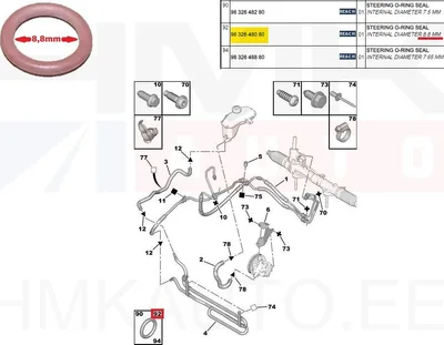 Roolivõimendi toru tihend OEM Citroen/Peugeot 8,8mm - PSA  9832648080 - OE - 100% Genuine Part