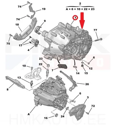 Käigukasti korpus (sidurikoda) OEM Jumper/Boxer 2,2HDI *Puma mootorid - PSA  9835793080 - OE - 100% Genuine Part