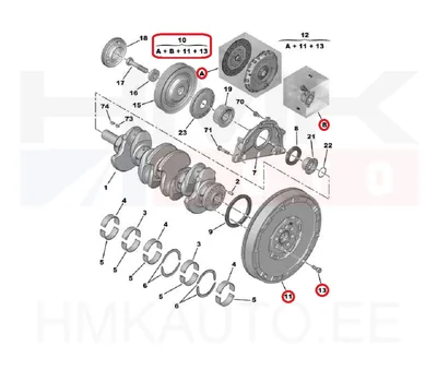 Siduri täiskomplekt koos hoorattaga OEM Citroen/Peugeot 2,0HDI Euro6 - PSA  1666761980 - OE - 100% Genuine Part