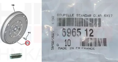 Sidurikorvi tsentreerimispuks OEM Peugeot/Citroen/Toyota 6x17 - PSA  696512 - OE - 100% Genuine Part