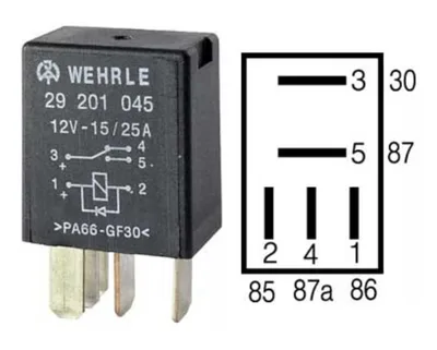 Relee 12V 10/25A Citroen/Peugeot (5 klemmi) - 29201045