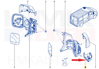 Uksepeegli korpus parem OEM Renault Trafic 2014-  alumine must - REN  963129935R - OE - 100% Genuine Part