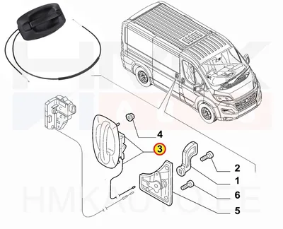Ukselink liuguksele, välimine parem OEM Jumper/Boxer/Ducato 2018-  trossidega (värvitav) - PSA  1650900780 - OE - 100% Genuine Part