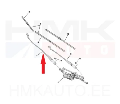 Klaasipühkija vars eesmine parem OEM Berlingo/Partner 2008- - PSA  6429FJ - OE - 100% Genuine Part