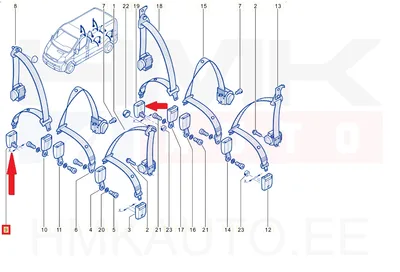 Turvavöö vastus välimine 2- ja 3-s istmerida OEM Renault Trafic 2001- - REN  8200221164 - OE - 100% Genuine Part
