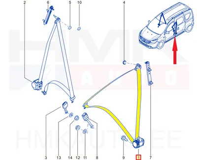Turvavöö eesmine vasak OEM Dacia Dokker - REN  868850864R - OE - 100% Genuine Part