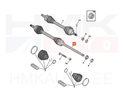 Veovõll komplektne parem OEM Berlingo/Partner 1,6HDI/2,0HDI 03-08 ABS 48 - PSA  3273JZ - OE - 100% Genuine Part