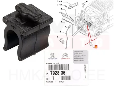 Kapoti tugivarda kinnitusklamber OEM Jumper/Boxer/Ducato 06-14 - PSA  792836 - OE - 100% Genuine Part