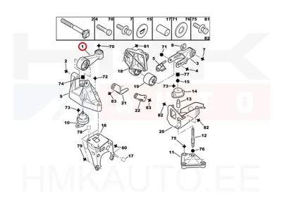 Mootoripadi parem ülemine OEM Peugeot 607 2,2 16V - PSA  180643 - OE - 100% Genuine Part