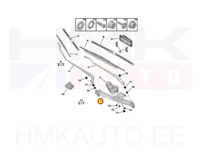 Klaasipühkijate hoovastik ilma mootorita OEM Peugeot 206 - PSA  6401F9 - OE - 100% Genuine Part