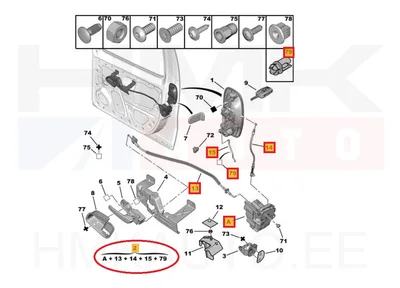 Ukselukusti esiuksele vasak OEM Nemo/Bipper (kesklukuta) >>1677091080 - PSA  9135HX - OE - 100% Genuine Part
