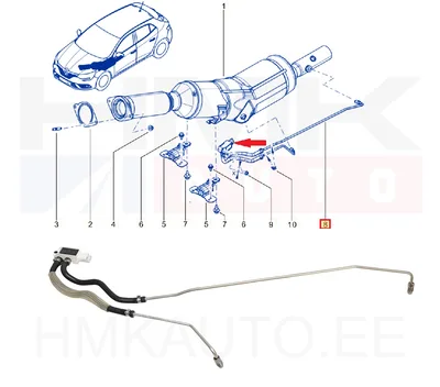 Väljalaskegaaside rõhuandur (koos torudega) OEM Renault Scenic,Megane,Talisman 1,6dCi - REN  208156551R - OE - 100% Genuine Part