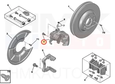 Pidurisadul tagumine vasak OEM Peugeot 607 - PSA  4401H0 - OE - 100% Genuine Part
