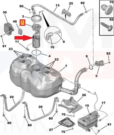 Kütusetaseme andur koos pumbaga OEM Jumper/Boxer 2,0/2,2BlueHdi (90L paak) +webasto - PSA  1690270080 - OE - 100% Genuine Part