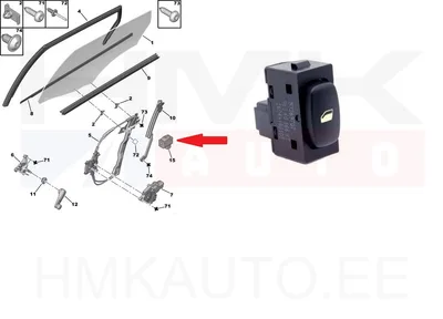 Klaasitõstuki lüliti tagumine OEM Peugeot 307,407 - PSA  6554E8 - OE - 100% Genuine Part