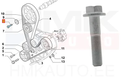Nukkvõlli rihmaratta kinnituspolt M12x1,25-L55 OEM Fiat Ducato 2,3JTD - FIAT  16290334 - OE - 100% Genuine Part