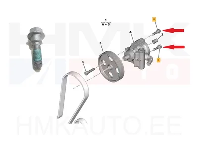 Roolivõimendi pumba kinnituspolt M8x1,25-L26 OEM Citroen/Peugeot/Fiat - PSA  401082 - OE - 100% Genuine Part