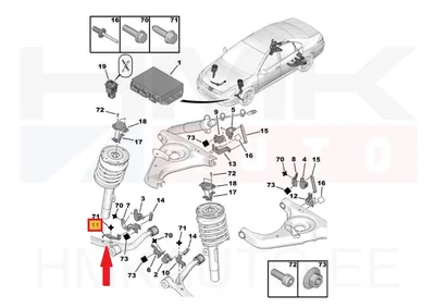 Tulede/nivoo kõrgusanduri hoova kinnitus, esisillale parem OEM Peugeot 607 - PSA  526813 - OE - 100% Genuine Part