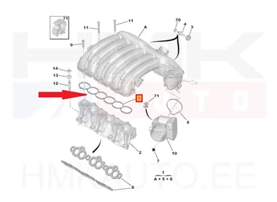 Sisselaskekollektori tihend OEM Citroen/Peugeot/Renault 3,0 V6 - PSA  0348Q0 - OE - 100% Genuine Part