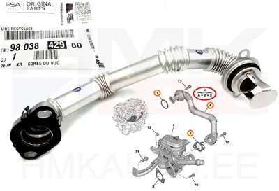 EGR toru koos tihenditega OEM Citroen/Peugeot 1,6BlueHDi - PSA  9803842980 - OE - 100% Genuine Part