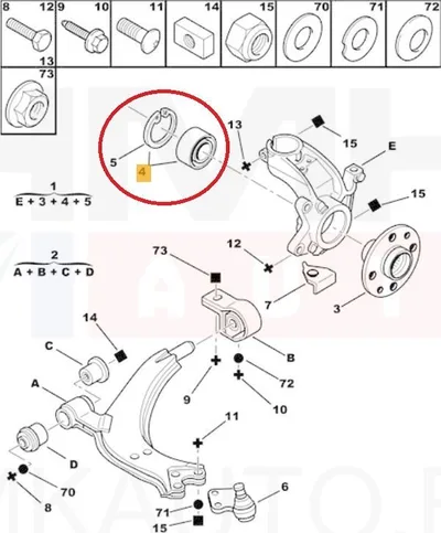 Rattalaagri komplekt eesmine OEM Citroen Saxo,Xsara/Peugeot 106,205,306,309 - PSA  335017 - OE - 100% Genuine Part