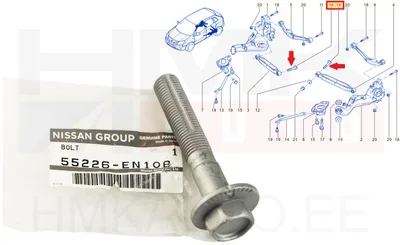 Tagasilla reguleervarda ekstsentrikpolt OEM Renault Kadjar,Koleos / Nissan Qashqai - REN  55226EN10B - OE - 100% Genuine Part