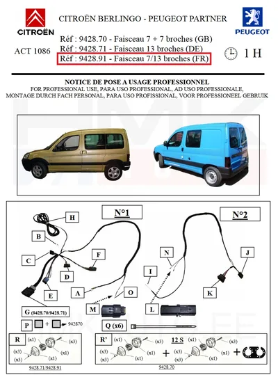 Veokonksu juhtmekomplekt OEM Citroen Berlingo/Peugeot Partner -2008 - PSA  942891 - OE - 100% Genuine Part