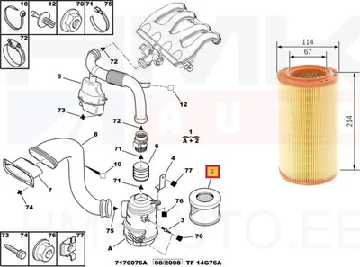 Õhufilter OEM Berlingo/Partner 1,9D DW8 99-  >>1444VE - PSA  1444H1 - OE - 100% Genuine Part
