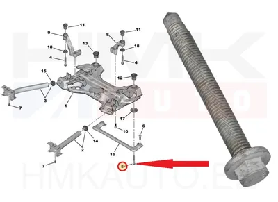 Sillaraami kinnituspolt M14x2,00 OEM Peugeot/Citroen - PSA  9816817380 - OE - 100% Genuine Part