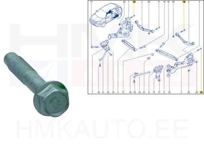 Tagasilla õõtshoova polt OEM Renault Kadjar,Koleos / Nissan Qashqai - REN  54459EN12A - OE - 100% Genuine Part