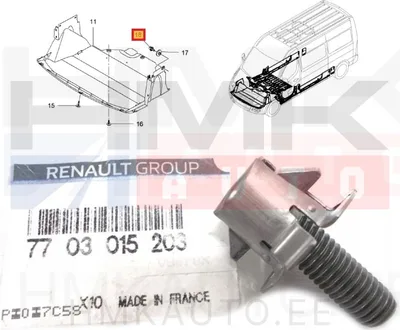 Põhjakatte kinnituspolt koos tüübliga OEM Renault Master III 2010- - REN  7703015203 - OE - 100% Genuine Part