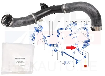 Turbo õhutoru OEM Renault Master 2,3dCi BiTurbo 132kW 2019-  (M9T-716)>>>144608193R - REN  144608199R - OE - 100% Genuine Part