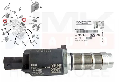Nukkvõlli reguleerimise solenoidklapp OEM Citroen/Peugeot 1,2 EB2 - PSA  9812046280 - OE - 100% Genuine Part