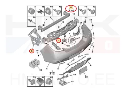 Tagastange kinnitus vasak OEM Peugeot 508 - PSA  7422W3 - OE - 100% Genuine Part