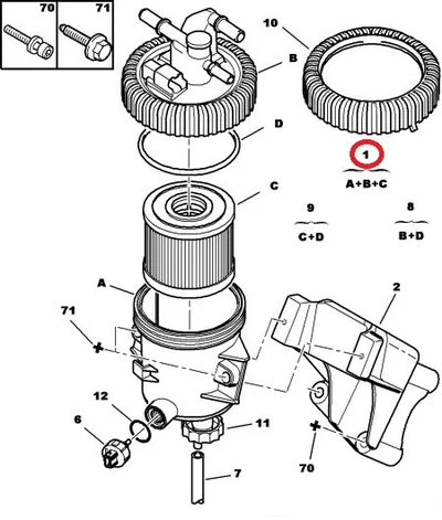 Kütusefilter koos korpusega OEM Citroen/Peugeot 2,0HDI (3 toru)>>Tootmine lõppenud - PSA  190165 - OE - 100% Genuine Part