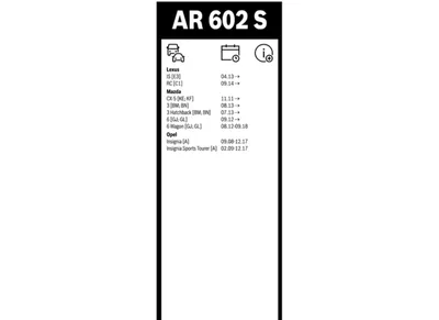 AEROTWIN klaasipühkijate komplekt 600/450 - AR602S - Bosch