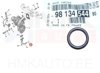 Turbo õli tagasivoolutoru tihend (O-rõngas)OEM Citroen/Peugeot 1,5BlueHDI DV5R - PSA  9813454480 - OE - 100% Genuine Part