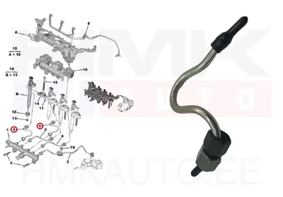 Pihustitoru OEM Citroen/Peugeot 2,0HDI/2,2HDI EURO6 (2. ja 4. silinder) - PSA  9840293680 - OE - 100% Genuine Part