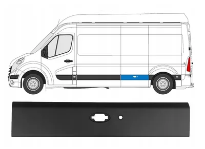 Külgpaneeli liist peale liugust vasak OEM Renault Master /Opel Movano 2019- (L3) pimenurga anduri avaga - REN  768F36700R - OE - 100% Genuine Part