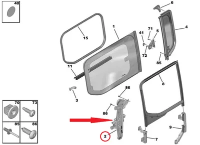 Klaasitõstuk liuguksele vasak (elektriline, koos mootoriga) OEM Berlingo,Rifter 2018- - PSA  9871540180 - OE - 100% Genuine Part