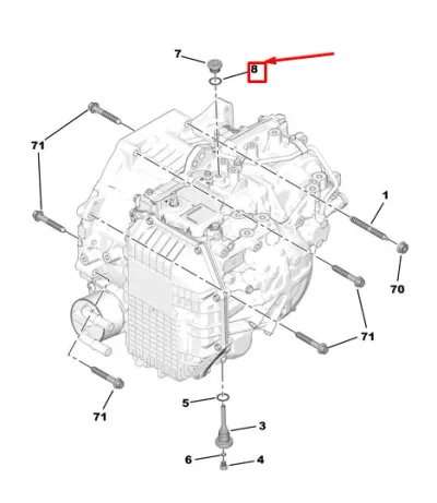 Õlikorgi tihend ülemine OEM Citroen/Peugeot (ATN8/AMN8 automaat käigukast) - PSA  9824607480 - OE - 100% Genuine Part