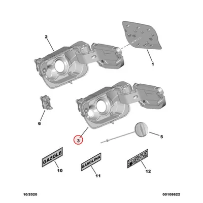 Kütuse täiteava korpus OEM Peugeot 5008 II P87E (HDI) - PSA  9812441080 - OE - 100% Genuine Part