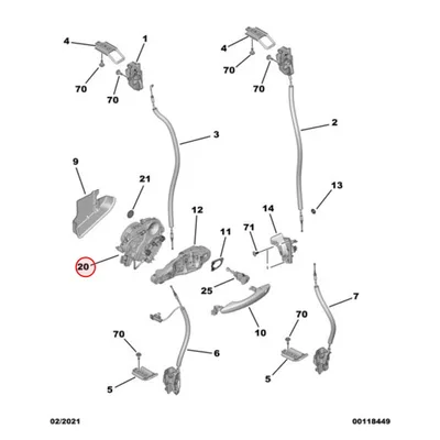 Ukselukusti tagauksele, keskmine vasak OEM Jumpy/Expert 2016- - PSA  9808568580 - OE - 100% Genuine Part