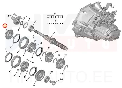 3-käigu hammasratas 31H OEM Citroen/Peugeot MB6 kast - PSA  9810748180 - OE - 100% Genuine Part